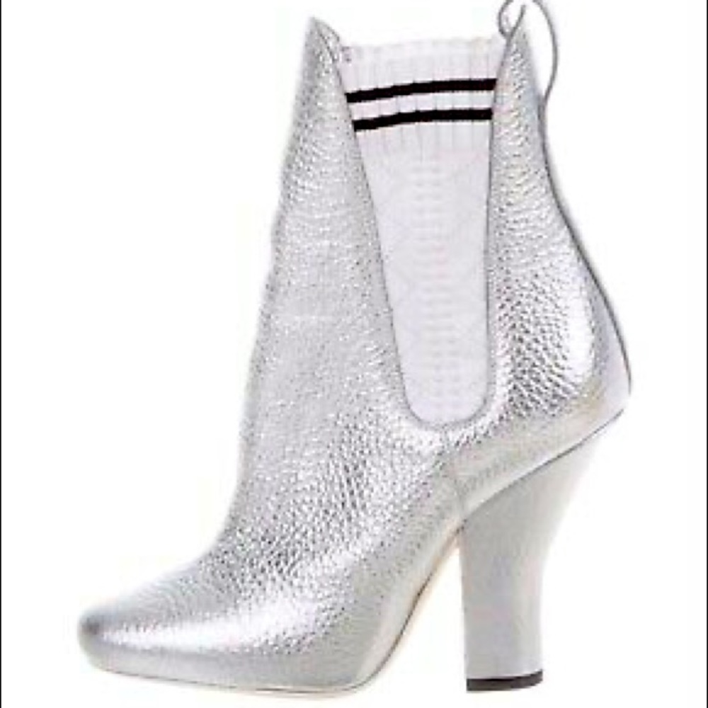 Fendi Marie Antoinette silver leather boots